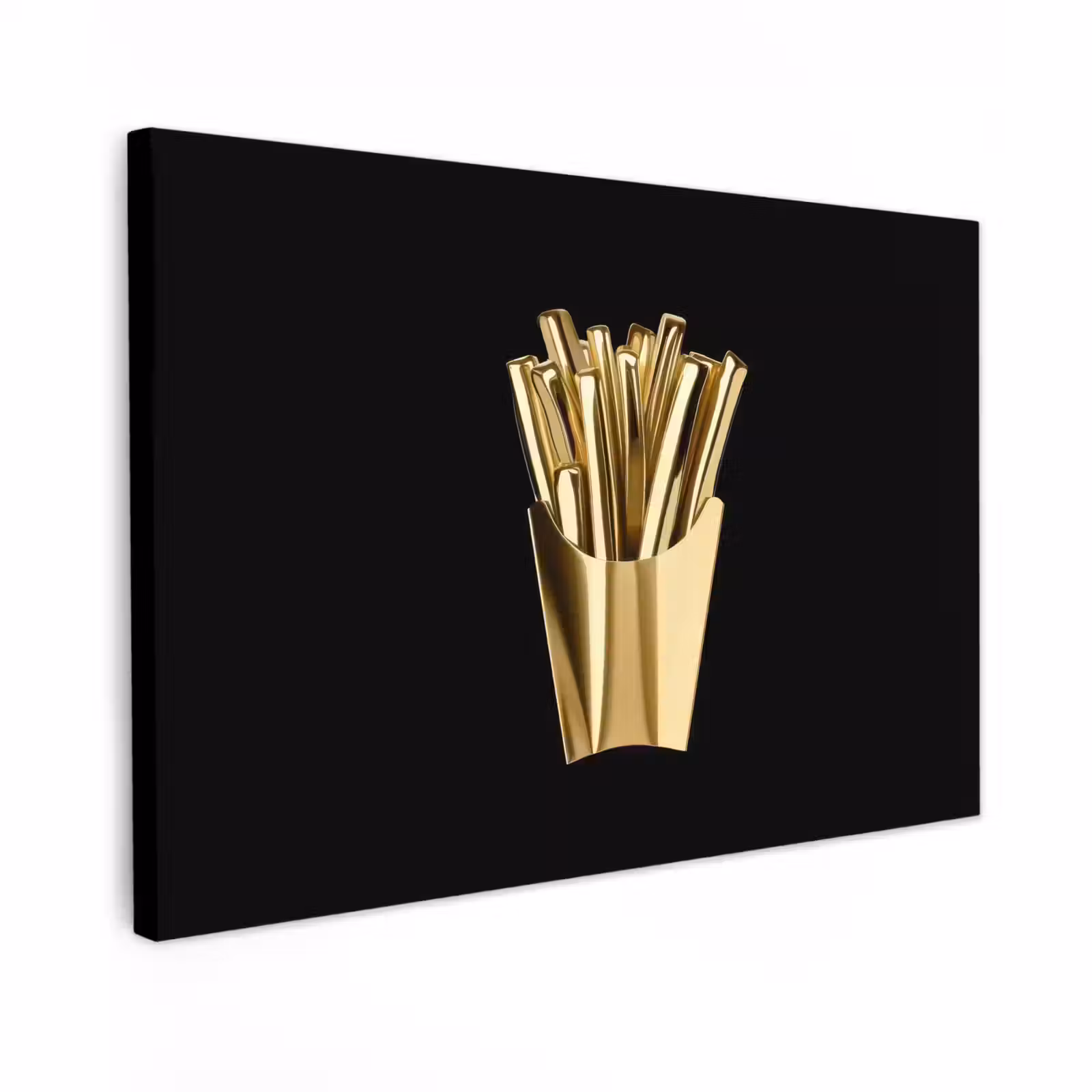 Canvas schilderij - Friet - Goud - Chrome - Eten — 1