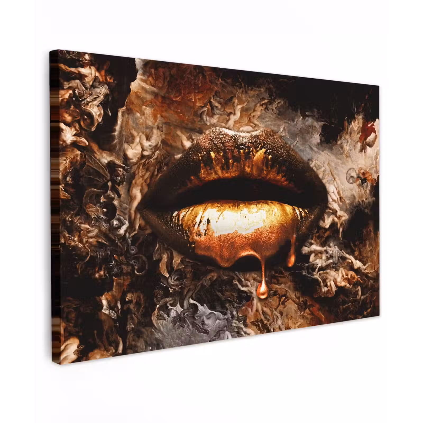 Canvas schilderij - Goud - Lippen - Kunst — 1