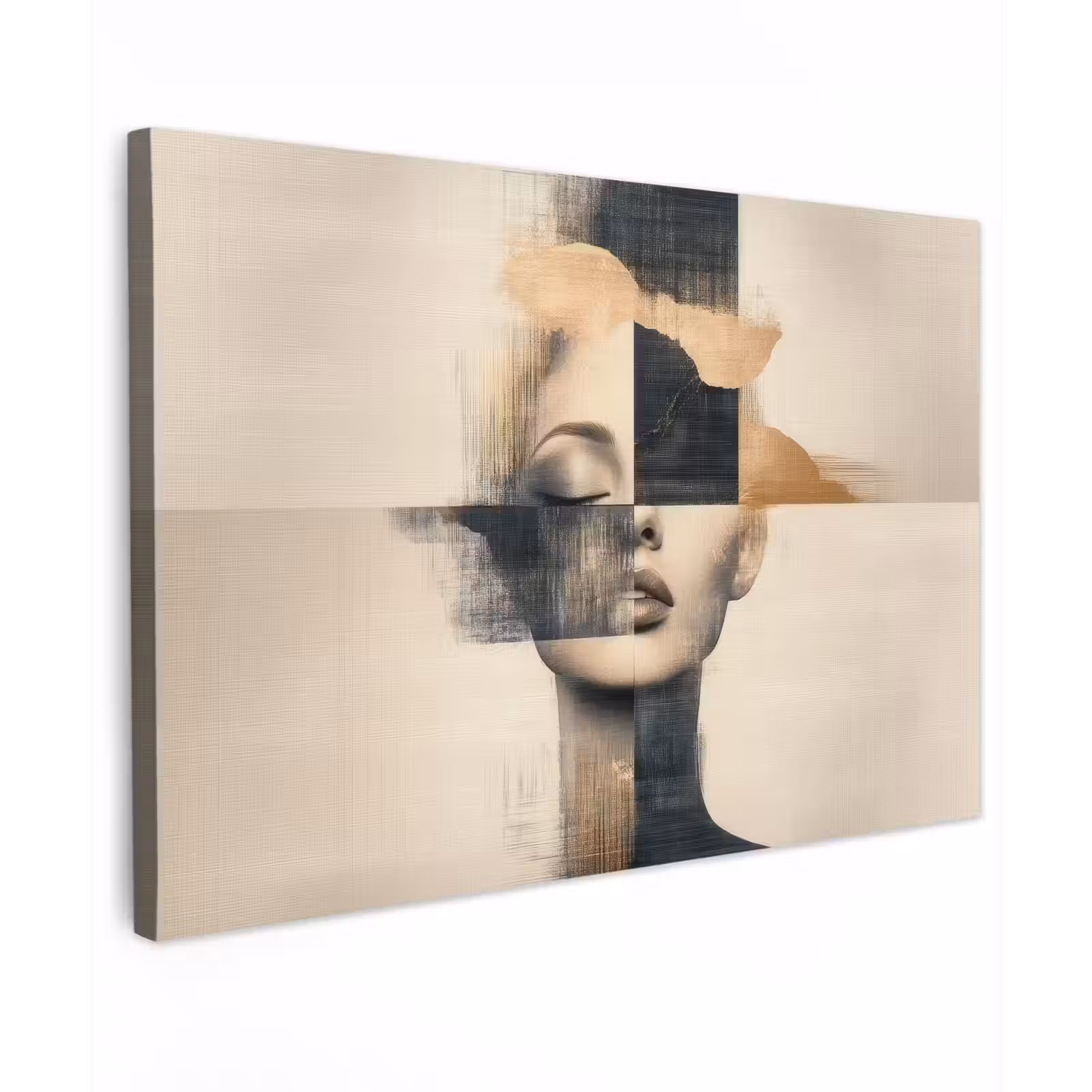 Canvas schilderij - Goud - Vrouw - Rechthoeken — 1