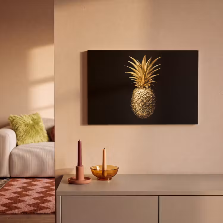 Canvas schilderij - Ananas - Zwart - Goud - Luxe — 2