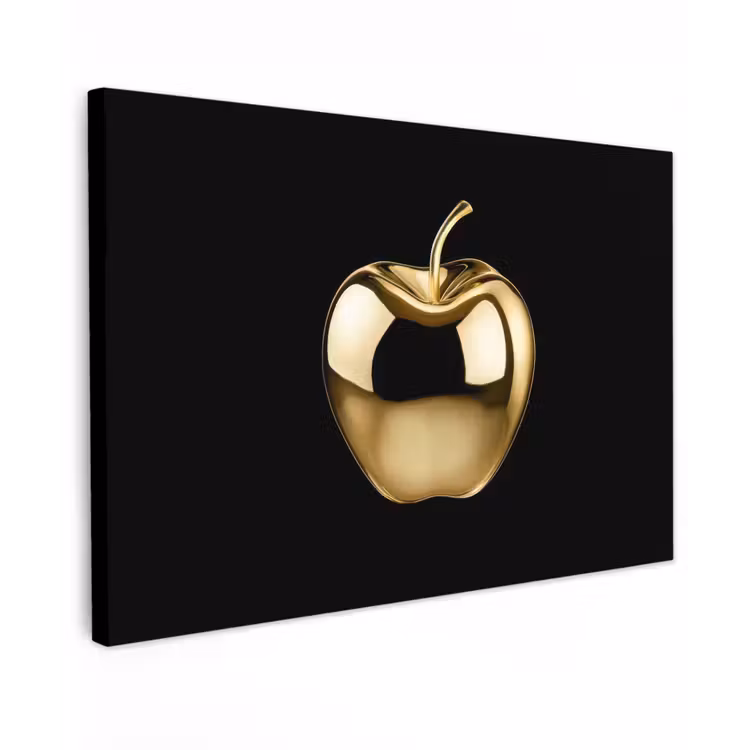 Canvas schilderij - Appel - Goud - Chrome - Zwart — 1