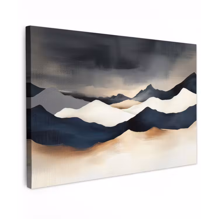 Canvas schilderij - Bergen - Donkerblauw - Landschap — 1