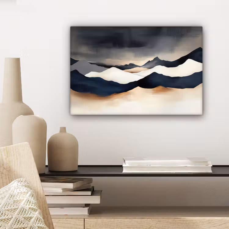 Canvas schilderij - Bergen - Donkerblauw - Landschap — 5