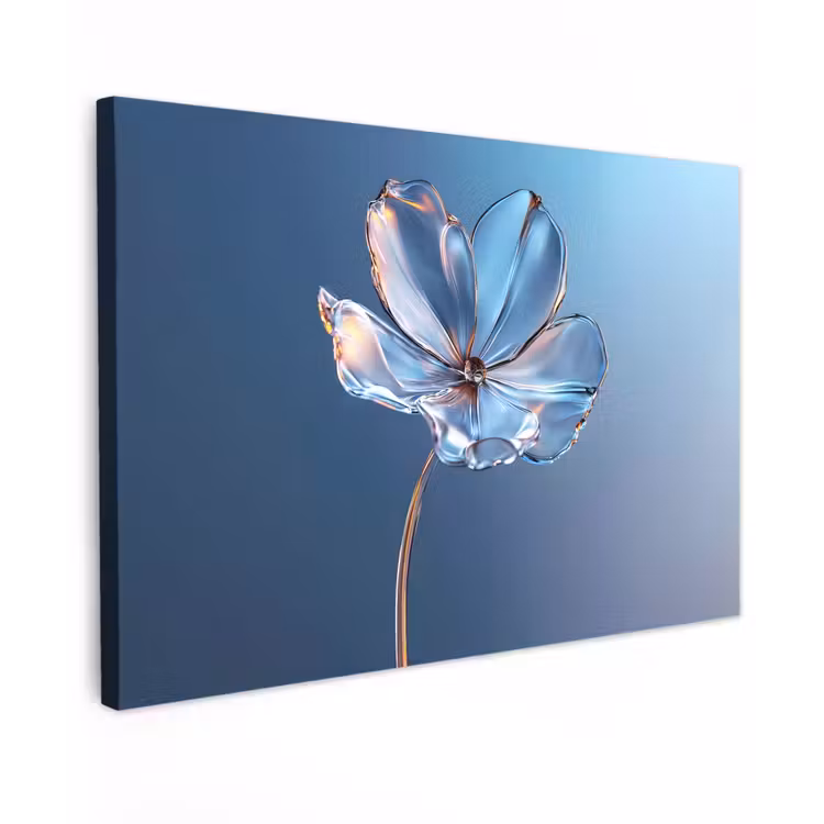 Canvas schilderij - Blauw - Bloem - Glazen - Sierlijk — 1