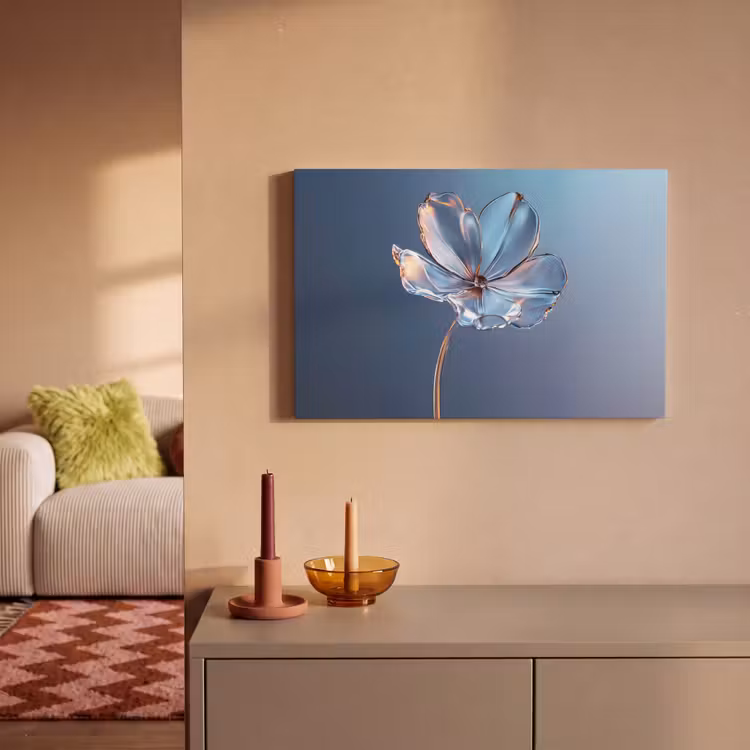 Canvas schilderij - Blauw - Bloem - Glazen - Sierlijk — 2