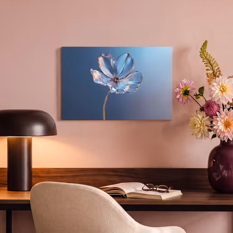 Canvas schilderij - Blauw - Bloem - Glazen - Sierlijk — 4
