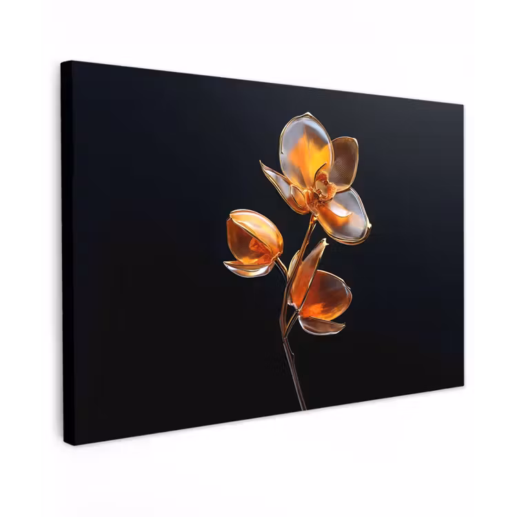 Canvas schilderij - Bloem - Orchidee - Oranje — 1