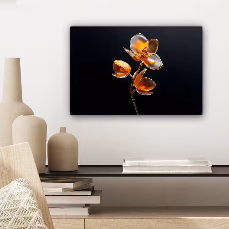 Canvas schilderij - Bloem - Orchidee - Oranje — 5