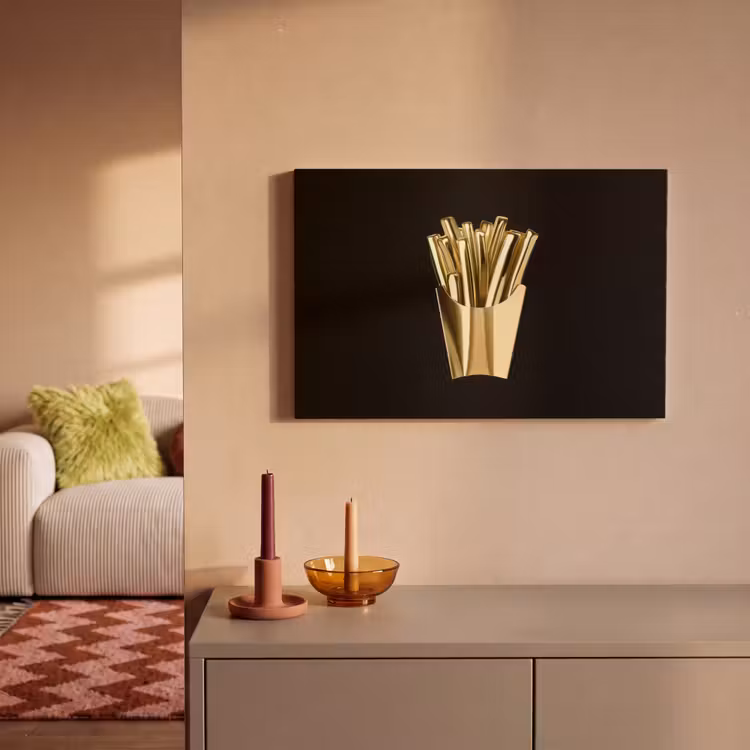 Canvas schilderij - Friet - Goud - Chrome - Eten — 2
