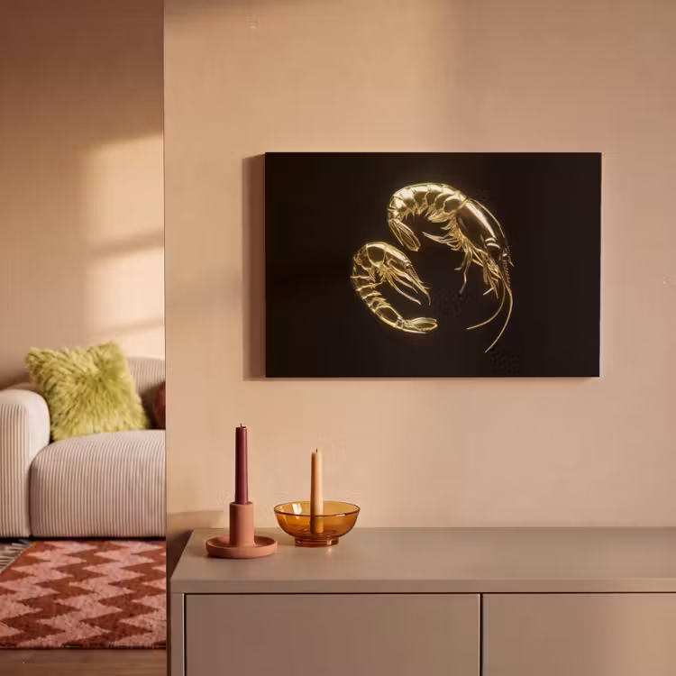 Canvas schilderij - Garnalen - Zwart - Goud - Dieren — 2