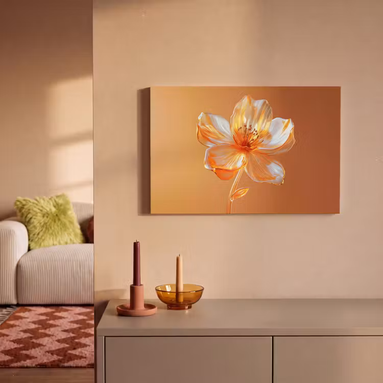 Canvas schilderij - Glazen - Bloem - Oranje — 2