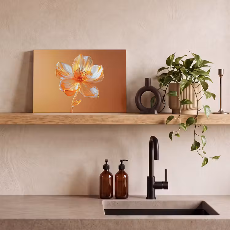 Canvas schilderij - Glazen - Bloem - Oranje — 3