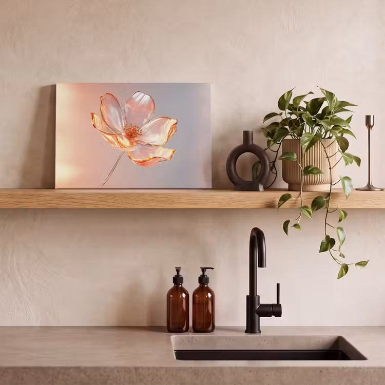 Canvas schilderij - Glazen - Bloem - Roze — 3