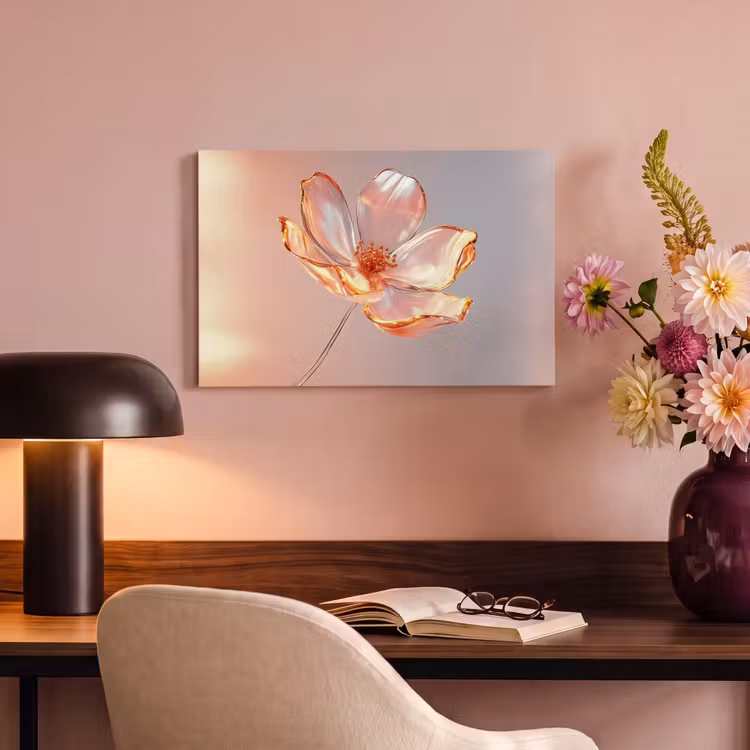 Canvas schilderij - Glazen - Bloem - Roze — 4