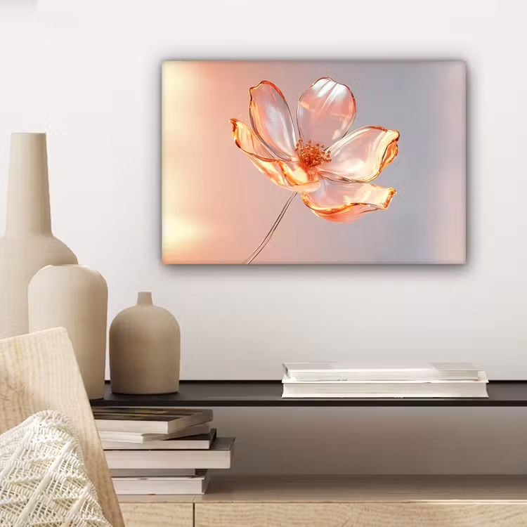 Canvas schilderij - Glazen - Bloem - Roze — 5