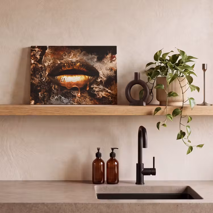 Canvas schilderij - Goud - Lippen - Kunst — 3