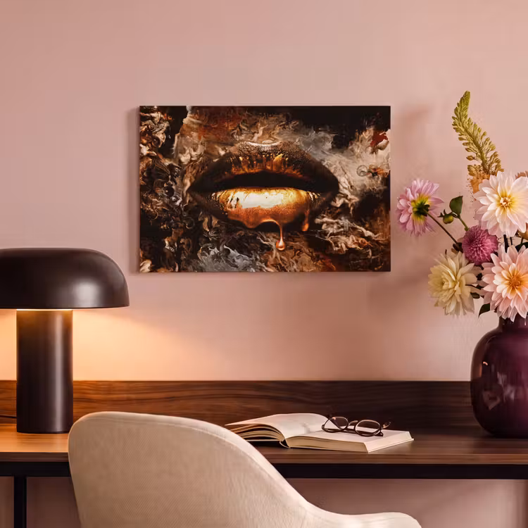 Canvas schilderij - Goud - Lippen - Kunst — 4