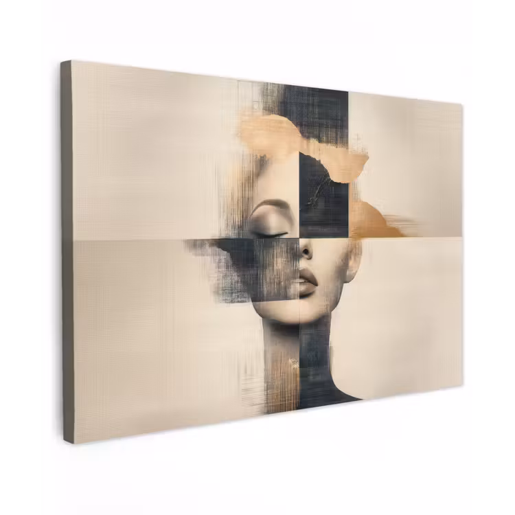 Canvas schilderij - Goud - Vrouw - Rechthoeken — 1