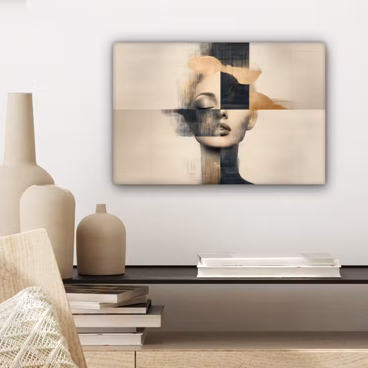 Canvas schilderij - Goud - Vrouw - Rechthoeken — 5