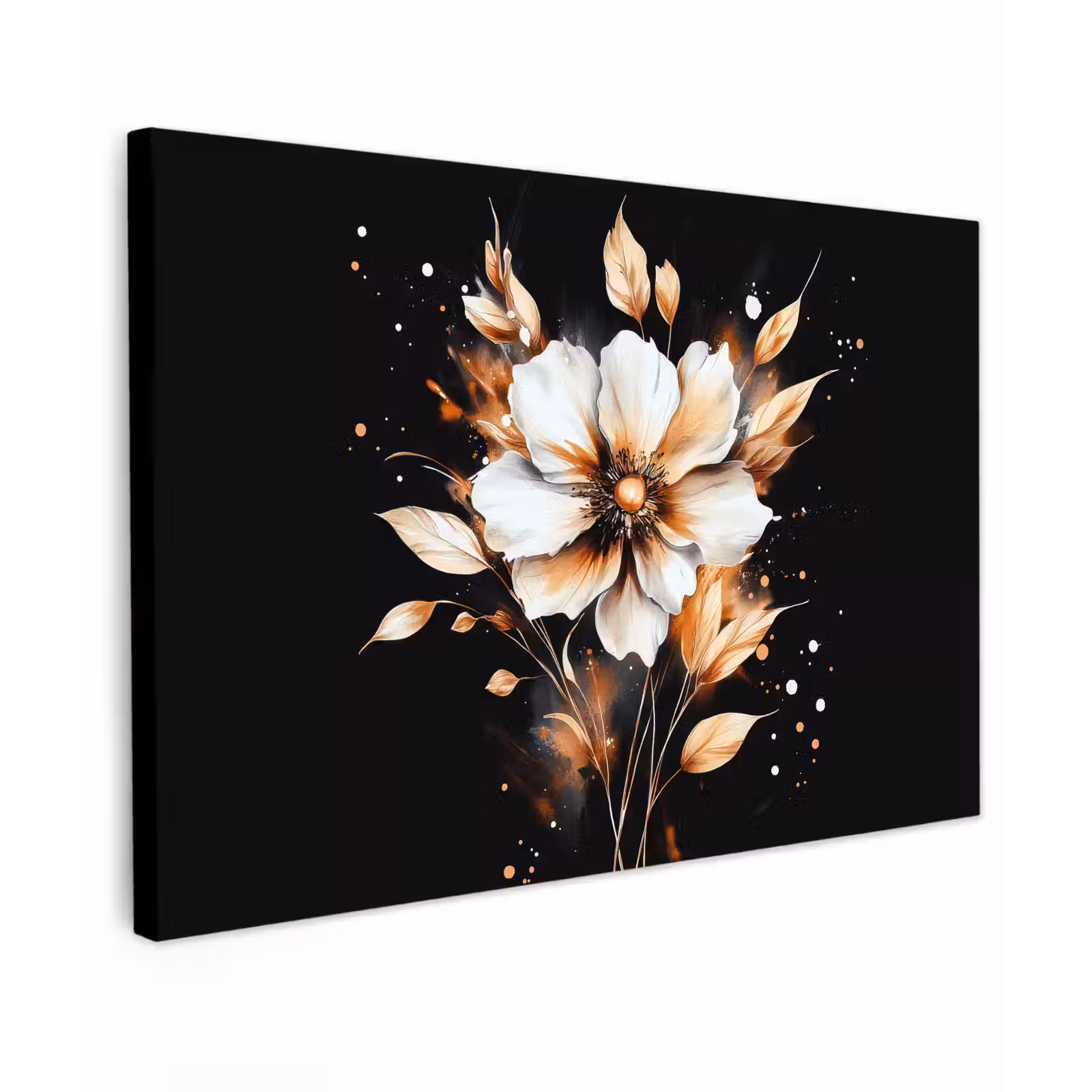 Canvas schilderij - Bloem - Verf - Goud - Graffiti - Modern — 1