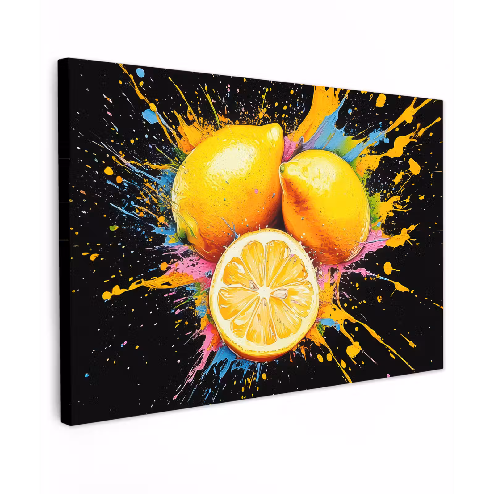 Canvas schilderij - Citroen - Graffiti - Kleurrijk - Verf - Modern — 1
