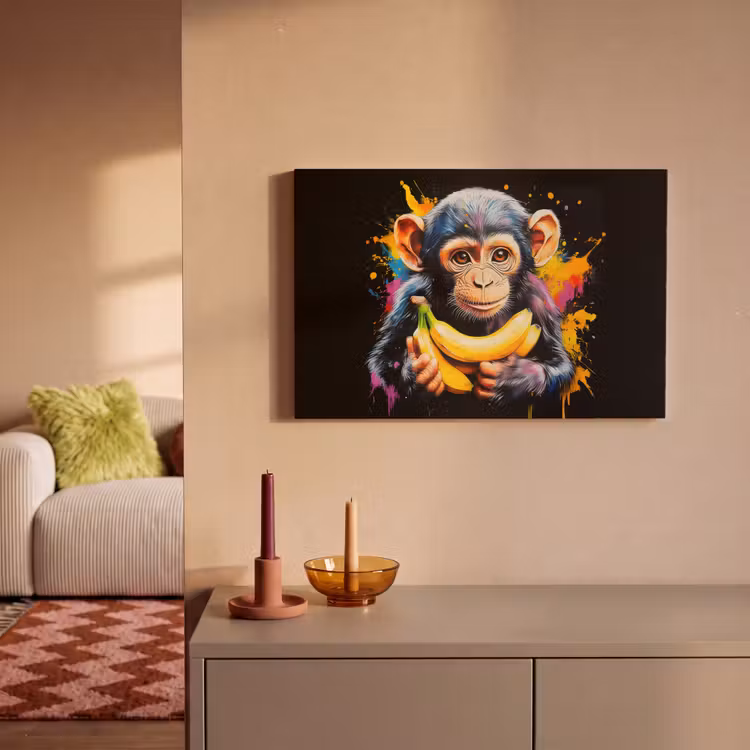 Canvas schilderij - Aap - Graffiti - Kleurrijk - Bananen - Modern — 2