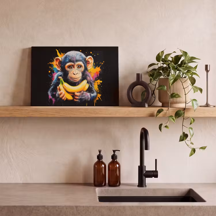 Canvas schilderij - Aap - Graffiti - Kleurrijk - Bananen - Modern — 3
