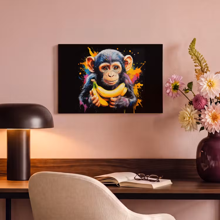 Canvas schilderij - Aap - Graffiti - Kleurrijk - Bananen - Modern — 4