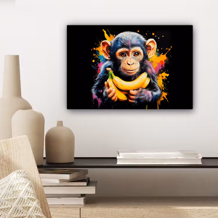Canvas schilderij - Aap - Graffiti - Kleurrijk - Bananen - Modern — 5