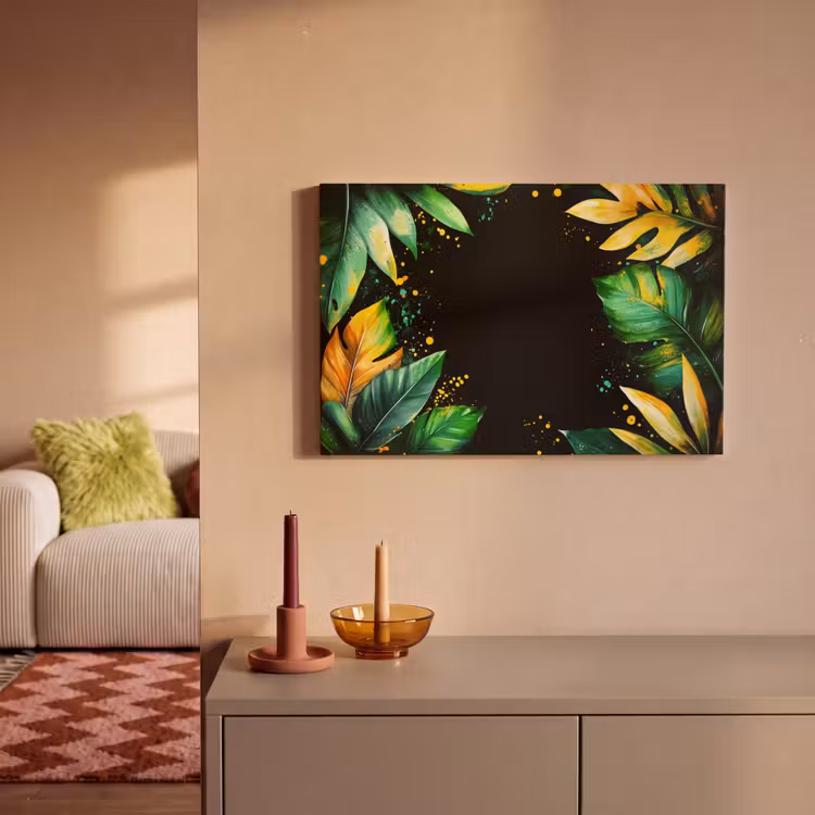 Canvas schilderij - Bladeren - Groen - Geel - Verf - Jungle — 2