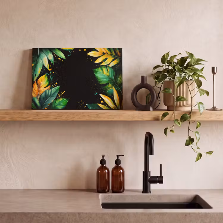 Canvas schilderij - Bladeren - Groen - Geel - Verf - Jungle — 3