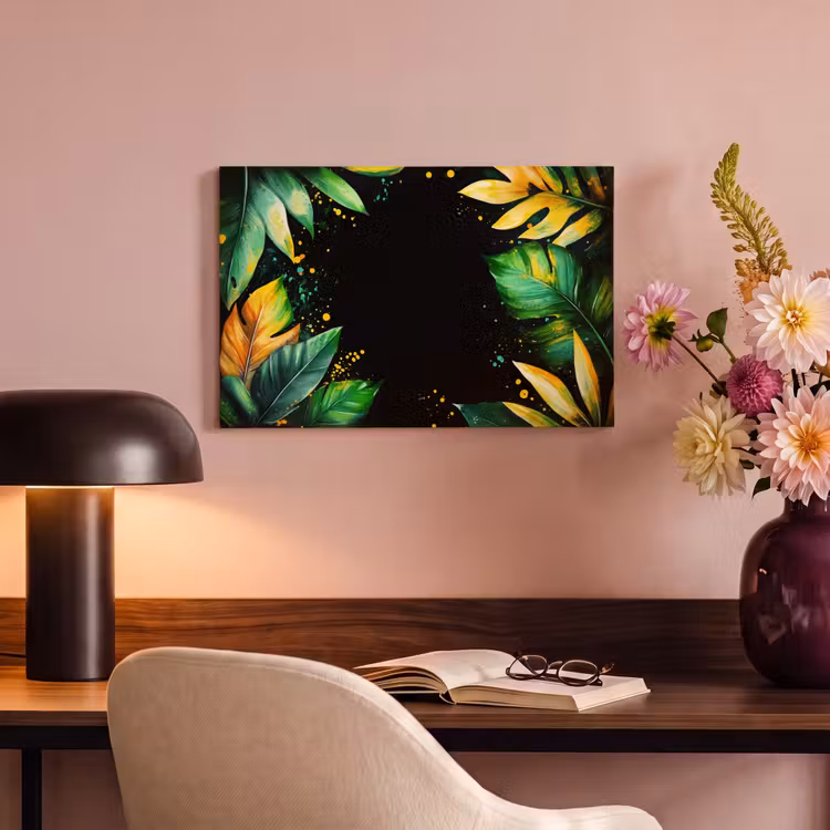 Canvas schilderij - Bladeren - Groen - Geel - Verf - Jungle — 4