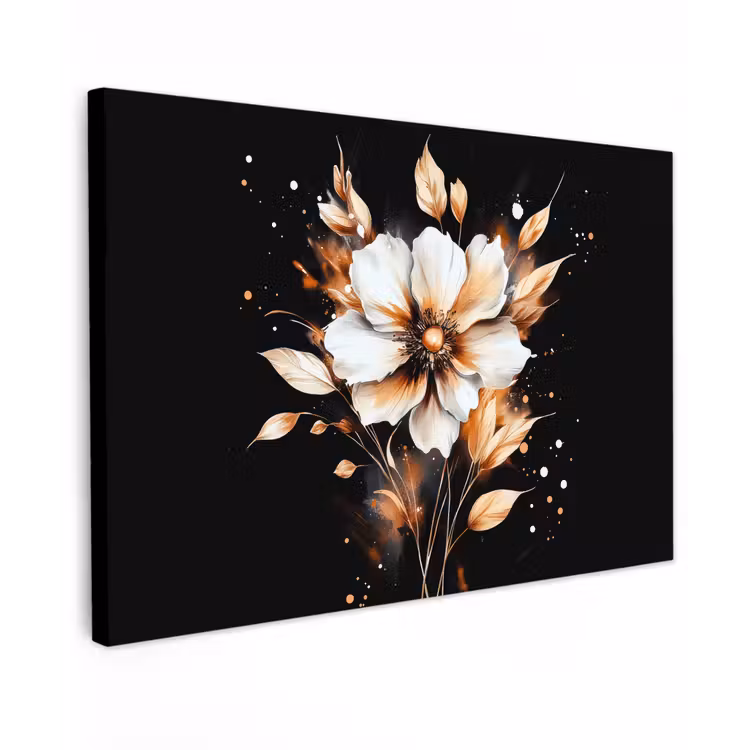 Canvas schilderij - Bloem - Verf - Goud - Graffiti - Modern — 1