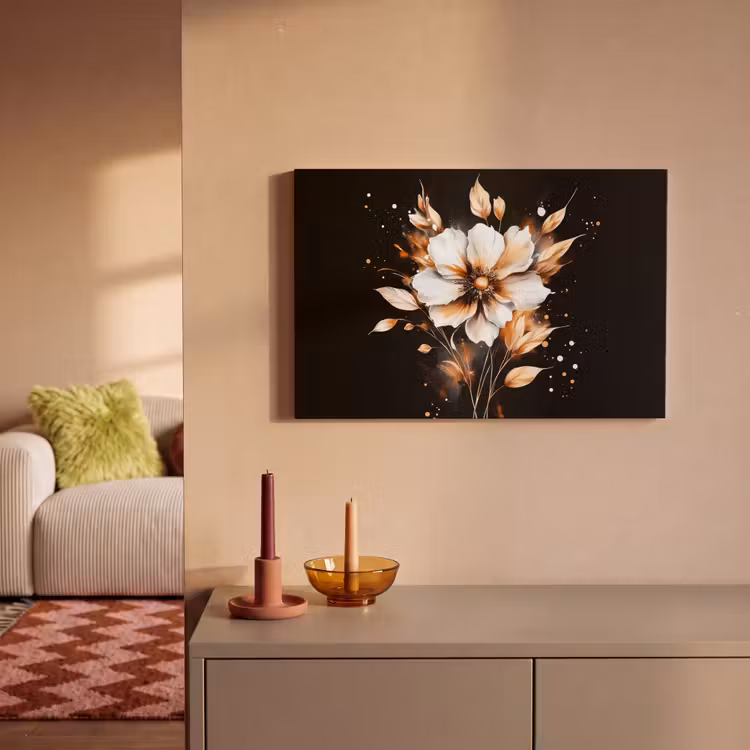 Canvas schilderij - Bloem - Verf - Goud - Graffiti - Modern — 2