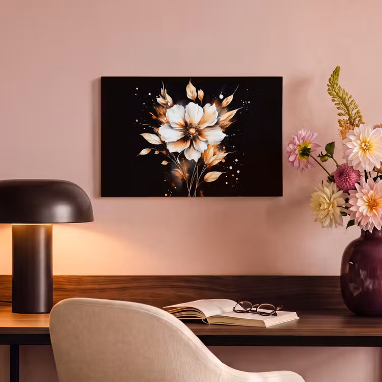 Canvas schilderij - Bloem - Verf - Goud - Graffiti - Modern — 4