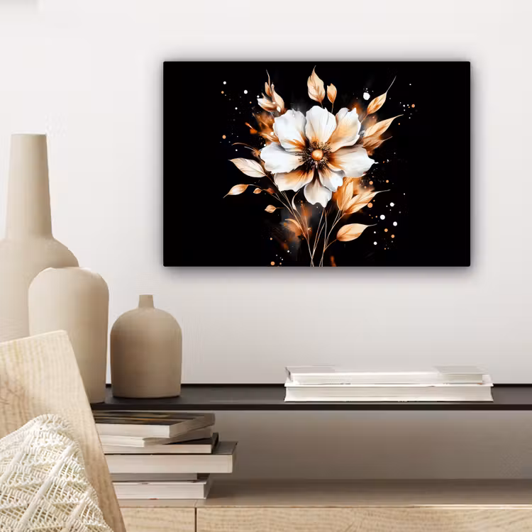Canvas schilderij - Bloem - Verf - Goud - Graffiti - Modern — 5