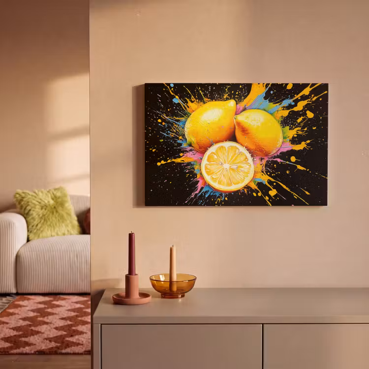 Canvas schilderij - Citroen - Graffiti - Kleurrijk - Verf - Modern — 2