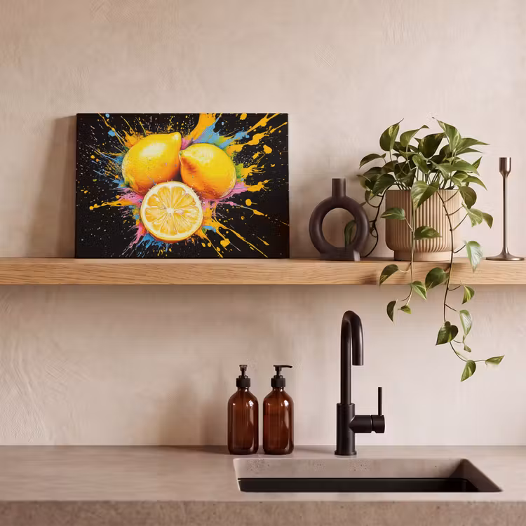 Canvas schilderij - Citroen - Graffiti - Kleurrijk - Verf - Modern — 3