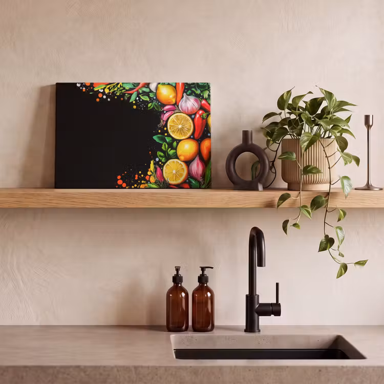 Canvas schilderij - Citroenen - Peper - Kruiden - Graffiti - Verf - Abstract — 3