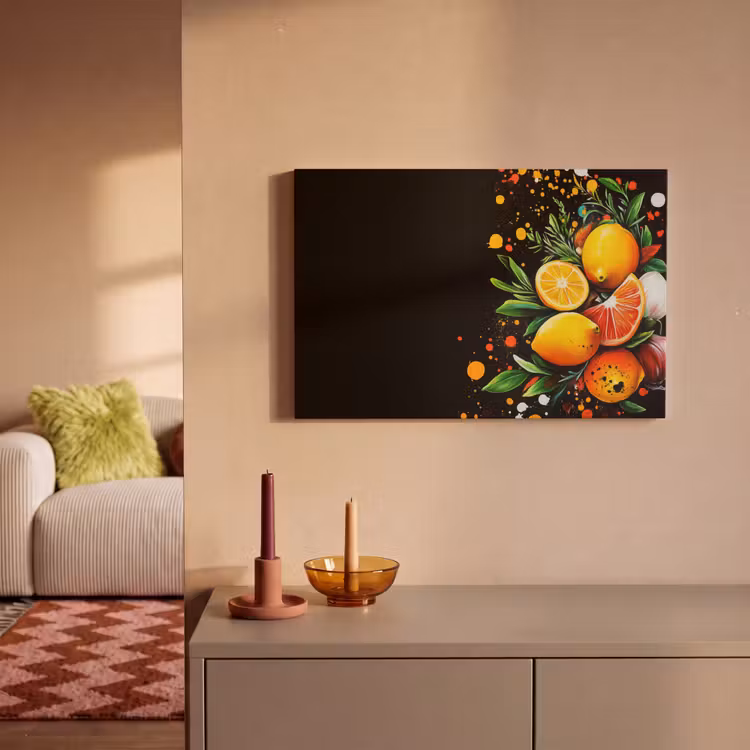 Canvas schilderij - Citroenen - Zwart - Kruiden - Graffiti - Verf — 2