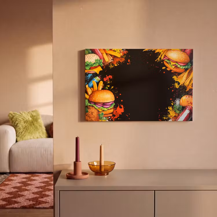 Canvas schilderij - Fastfood - Graffiti - Hamburger - Eten - Modern — 2