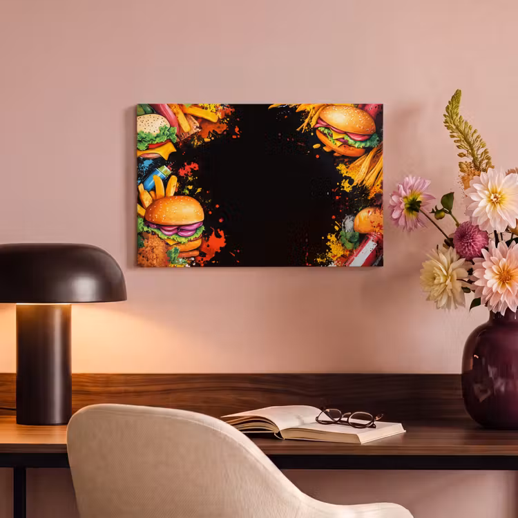 Canvas schilderij - Fastfood - Graffiti - Hamburger - Eten - Modern — 4