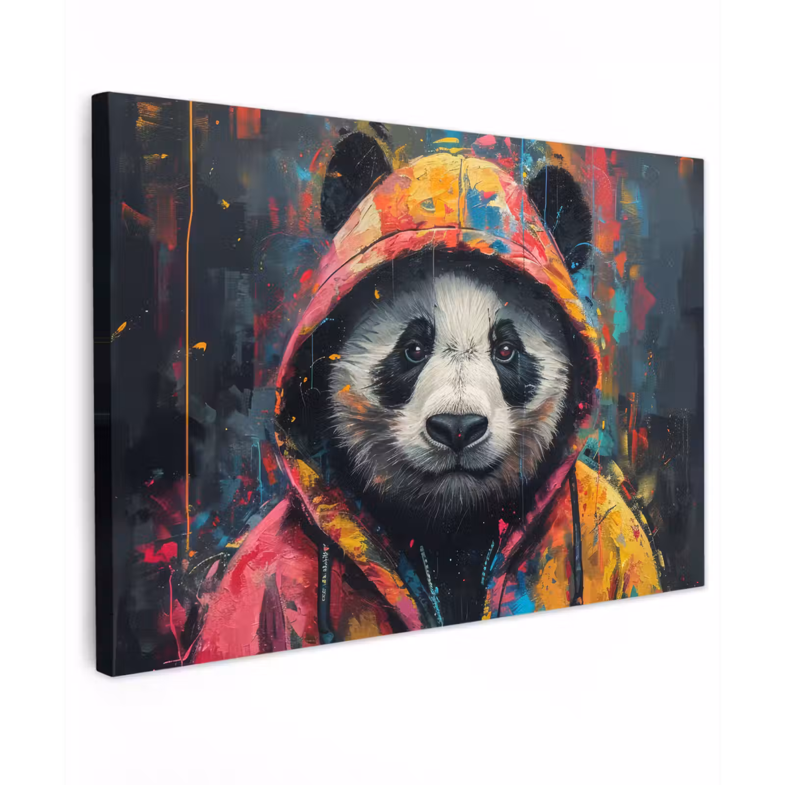 Canvas schilderij - Graffiti - Panda - Jas - Kleurrijk — 1