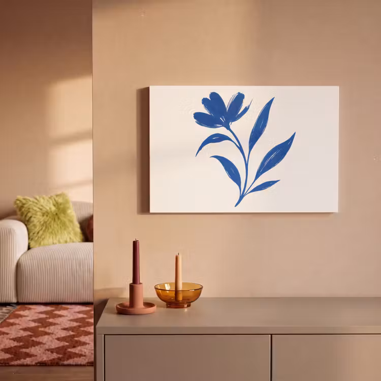 Canvas schilderij - Bloem - Blaadjes - Minimalistisch - Blauw — 2