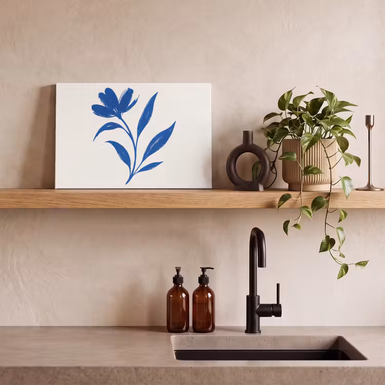 Canvas schilderij - Bloem - Blaadjes - Minimalistisch - Blauw — 3