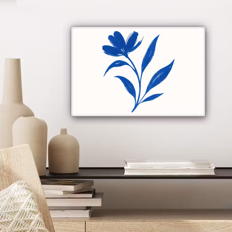 Canvas schilderij - Bloem - Blaadjes - Minimalistisch - Blauw — 5