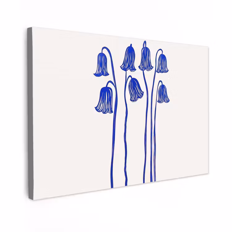 Canvas schilderij - Bloemen - Blauw - Lijnen - Bloemblaadjes — 1