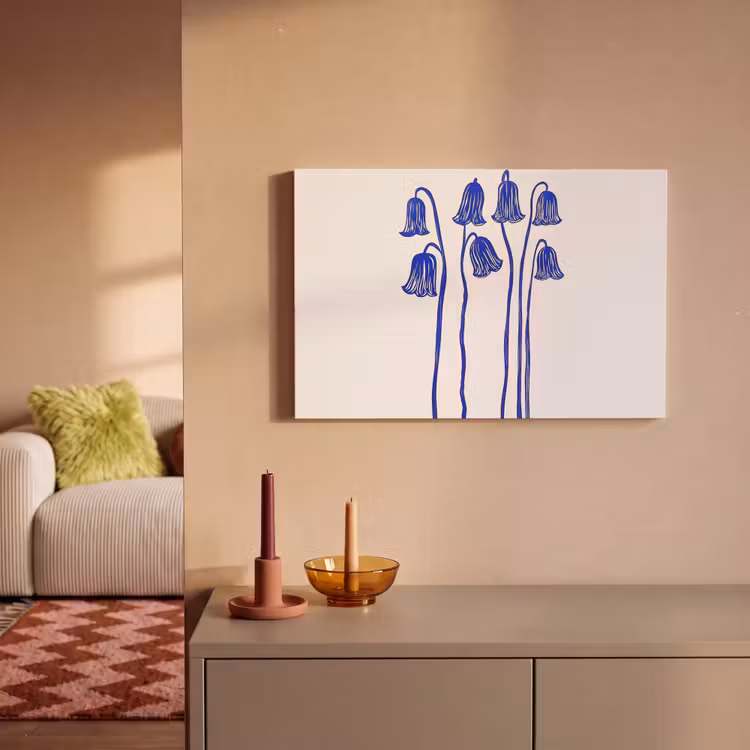 Canvas schilderij - Bloemen - Blauw - Lijnen - Bloemblaadjes — 2