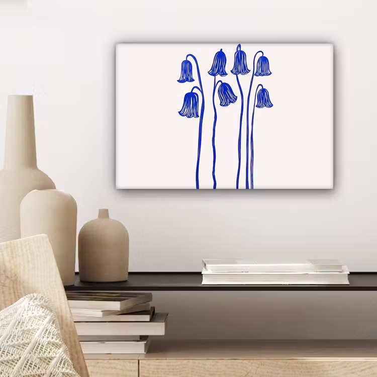 Canvas schilderij - Bloemen - Blauw - Lijnen - Bloemblaadjes — 5