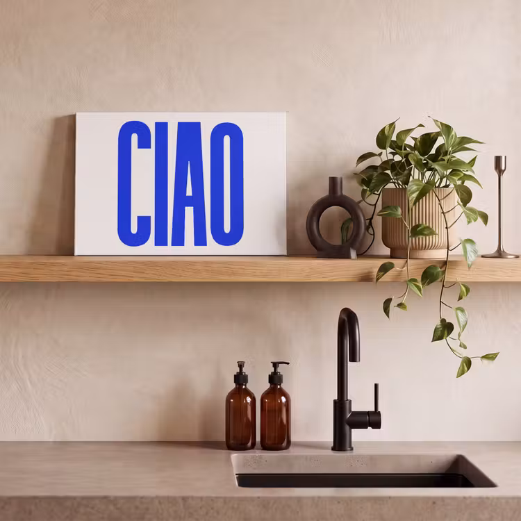 Canvas schilderij - Ciao - Hoofdletters - Blauw - Minimalistisch — 3
